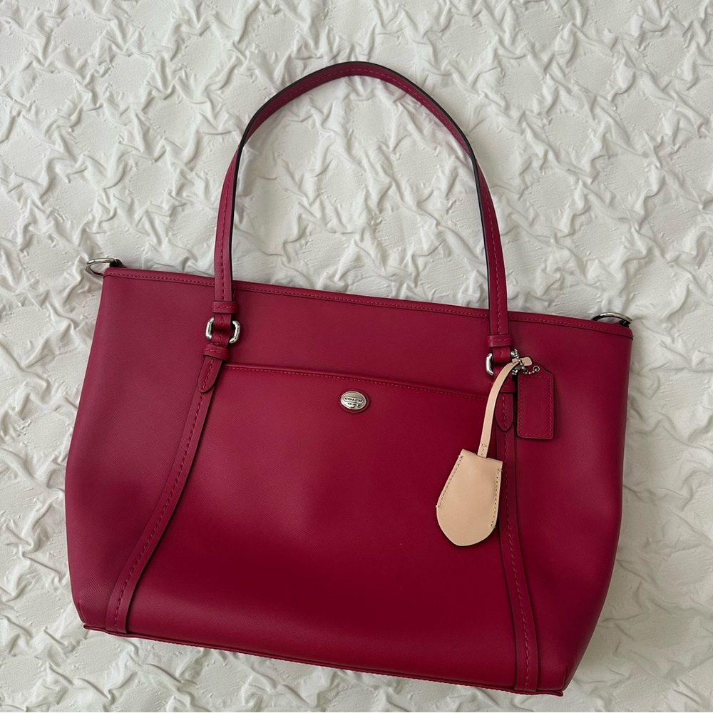 Coach || Peyton magenta leather tote bag